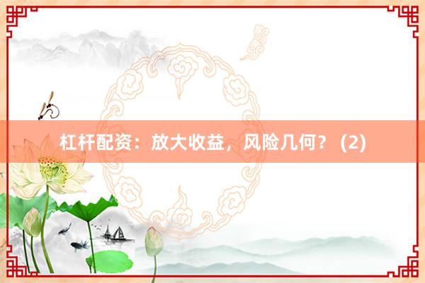 杠杆配资：放大收益，风险几何？ (2)