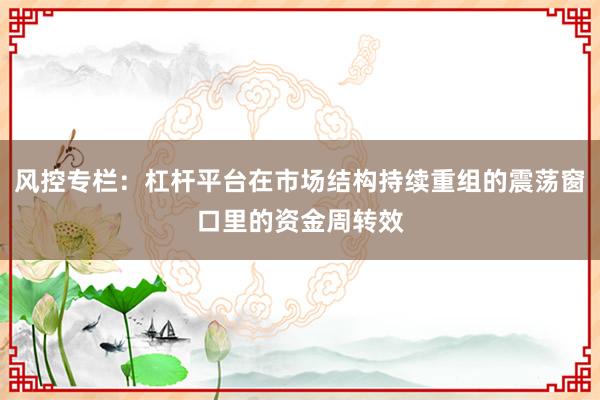 风控专栏：杠杆平台在市场结构持续重组的震荡窗口里的资金周转效