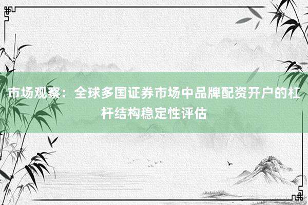 市场观察：全球多国证券市场中品牌配资开户的杠杆结构稳定性评估