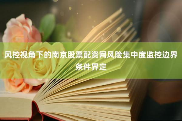 风控视角下的南京股票配资网风险集中度监控边界条件界定