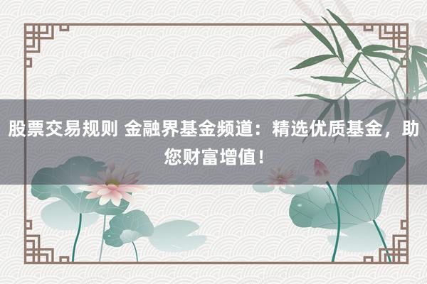 股票交易规则 金融界基金频道：精选优质基金，助您财富增值！