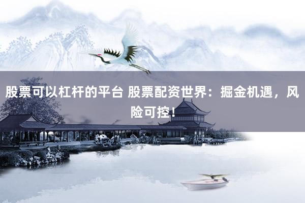 股票可以杠杆的平台 股票配资世界：掘金机遇，风险可控！
