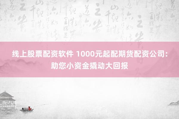 线上股票配资软件 1000元起配期货配资公司：助您小资金撬动大回报