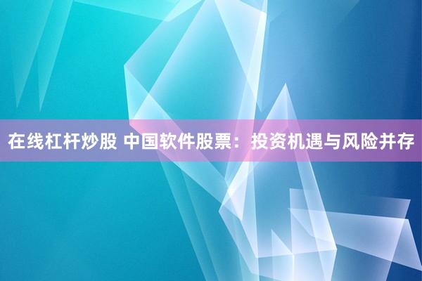 在线杠杆炒股 中国软件股票:投资机遇与风险并存