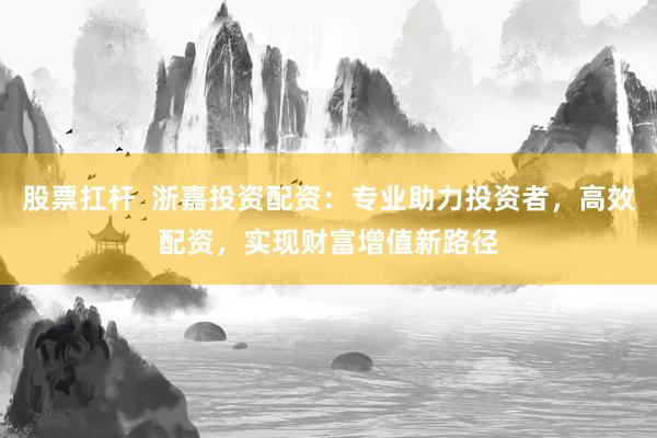 股票扛杆  浙嘉投资配资：专业助力投资者，高效配资，实现财富增值新路径